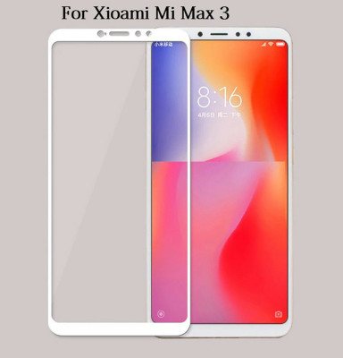   Скрийн протектор от закалено стъкло за 3D FULL SCREEN за Xiaomi Mi Max 3 с бял кант